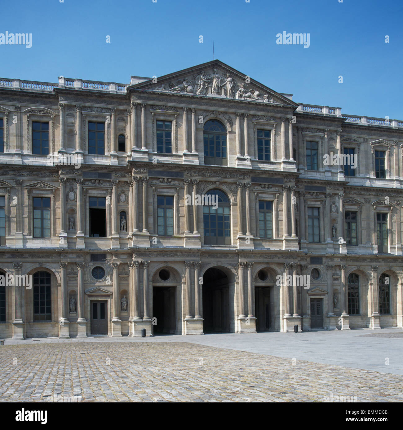 Louvre Museum, Paris. La Cour Carree, south-facing wing. Built in the ...