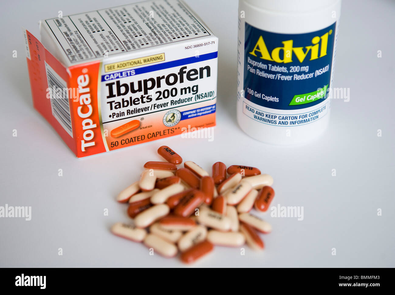 Ibuprofen packaging and pills Stock Photo Alamy