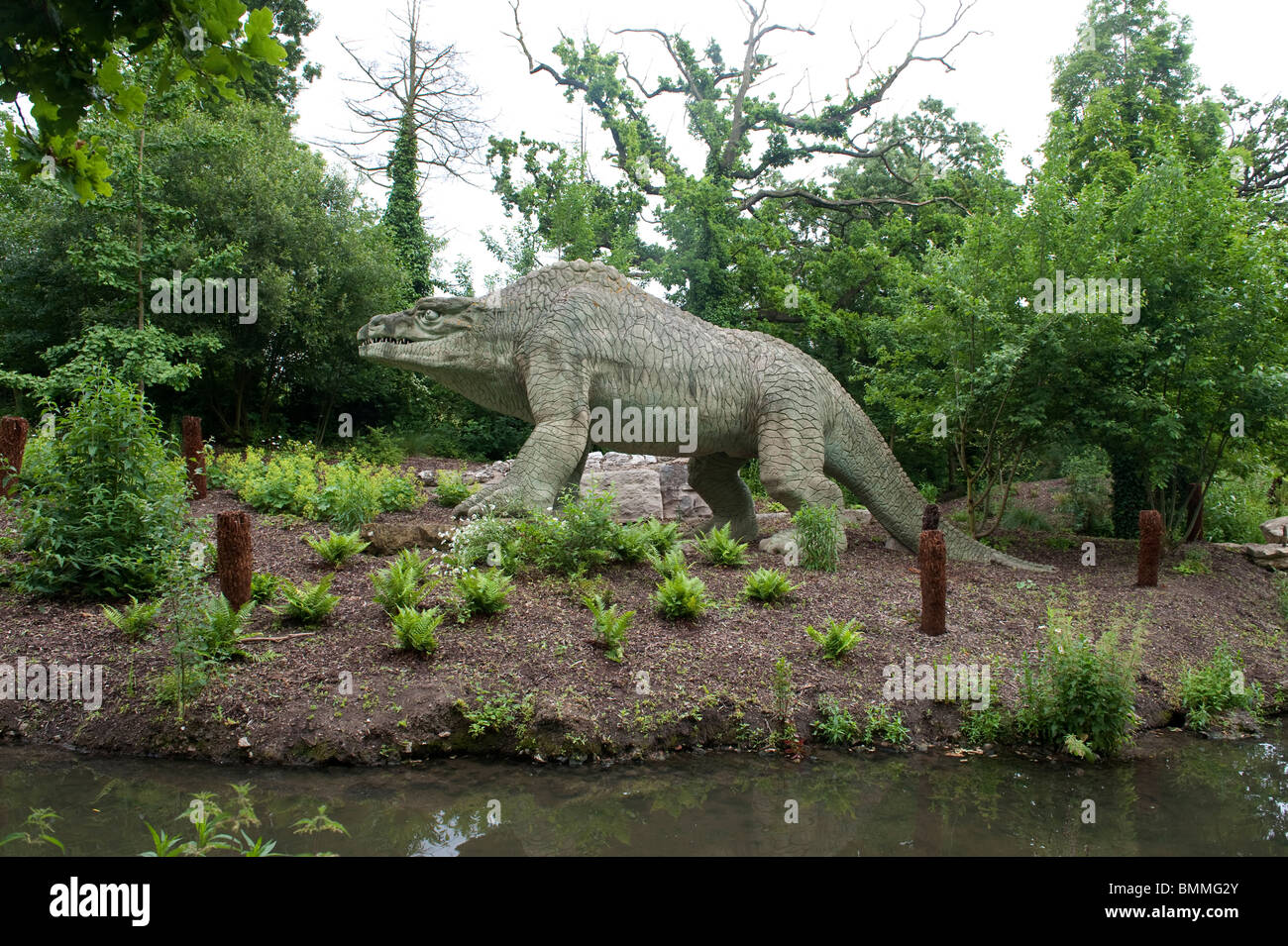 Model dinosaurs in Crystal Palace Park, London, UK Stock Photo