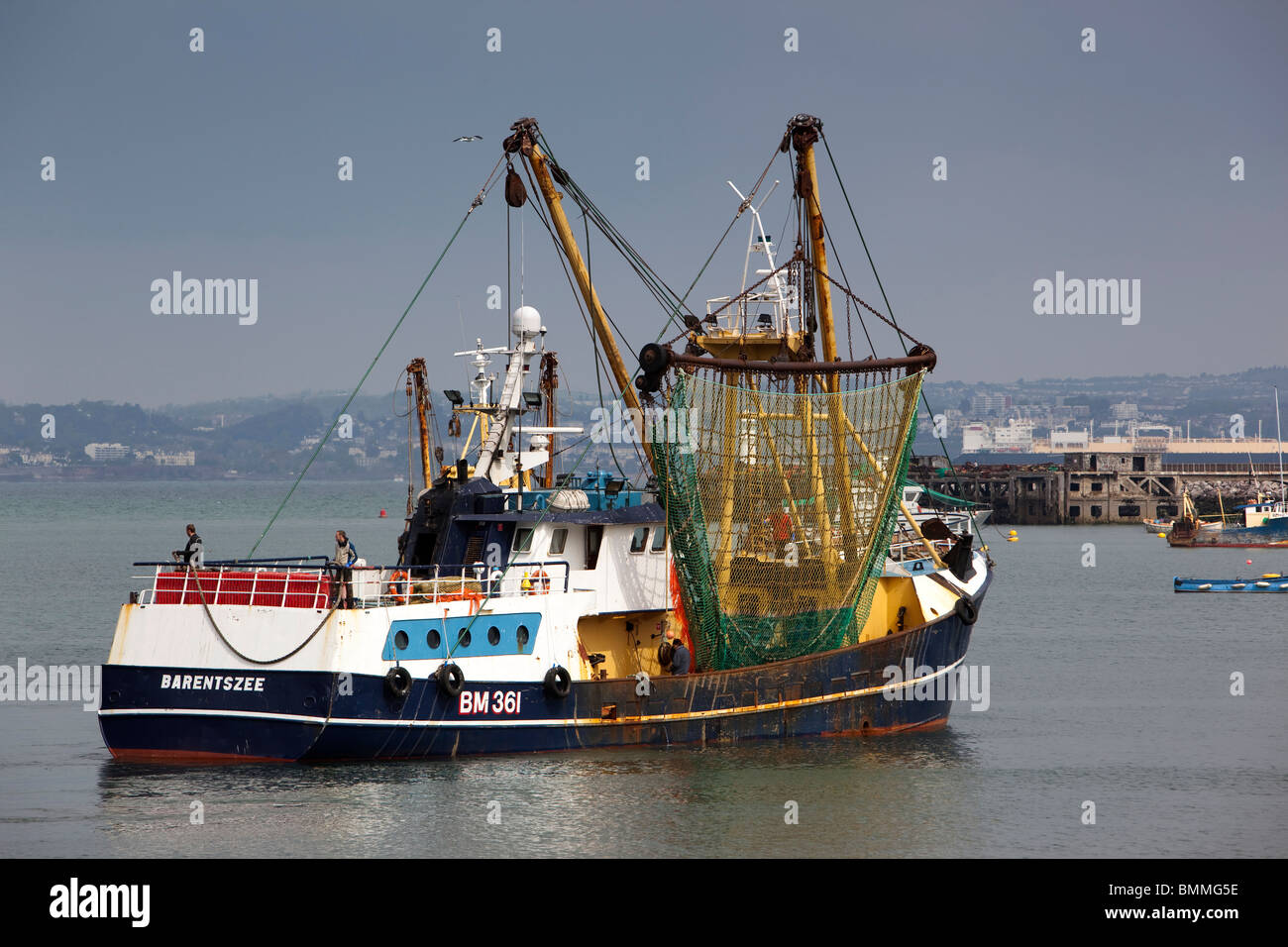 UK, England, Devon, Brixham 2008 registered trawler BM361 Barentzee leaving the harbour Stock Photo