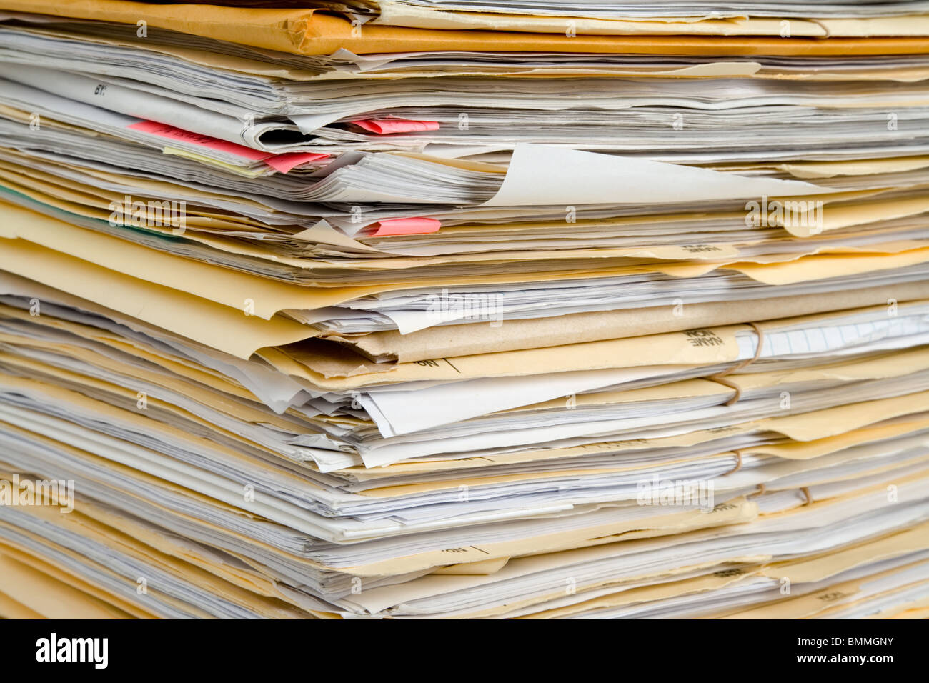 File Stack, file folder close up for background Stock Photo