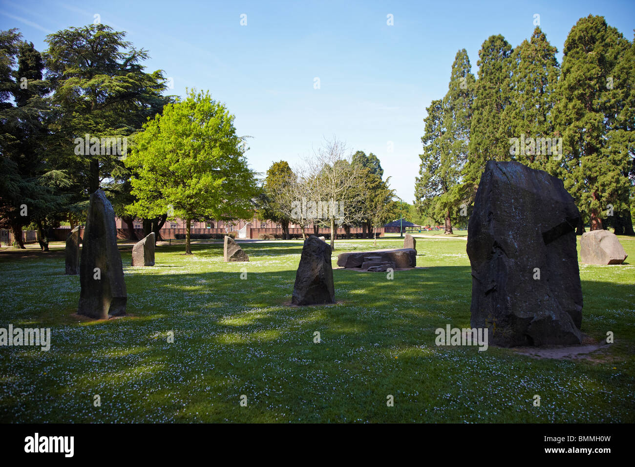 Gorsedd Stone Circle, Tredegar Park, Newport, South Wales, UK Stock Photo Alamy