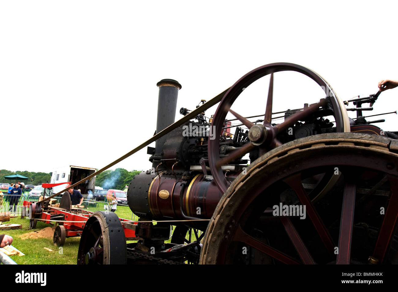 Traction engine sawing demonstration at Heskin Hall traction engine and vintage vehicle rally Stock Photo