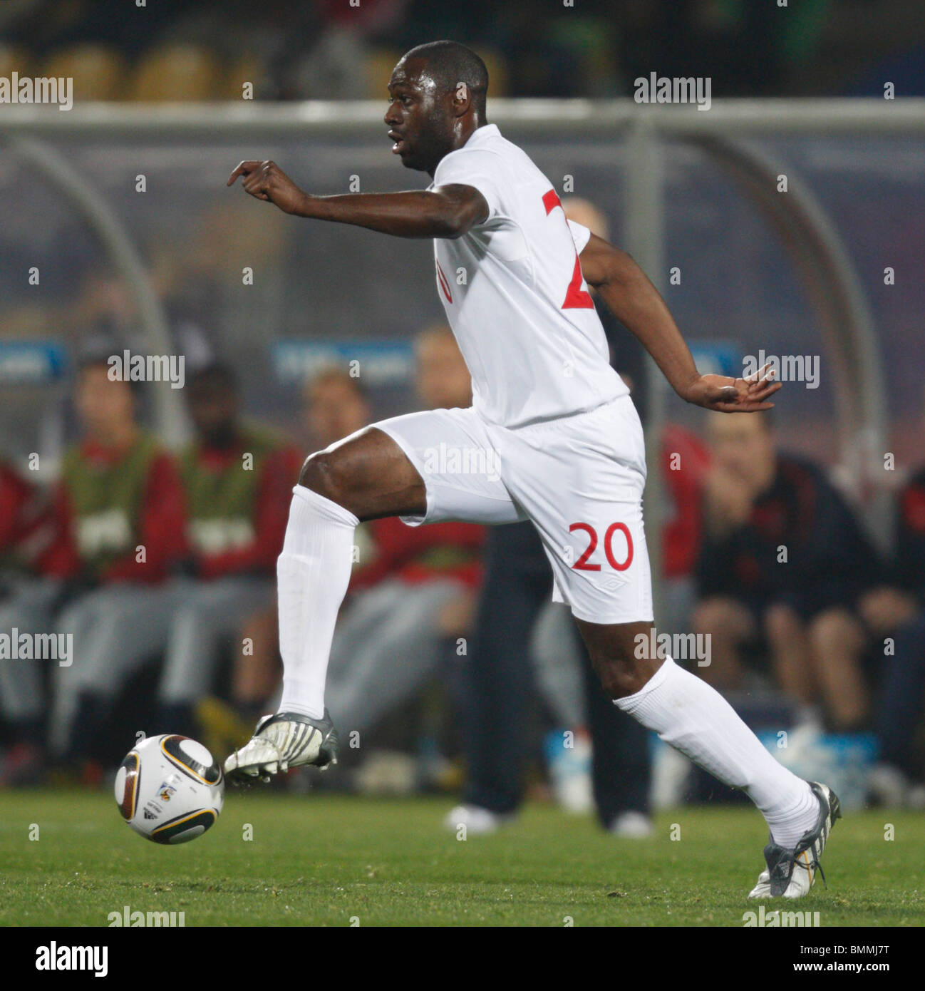 Ledley King of England in action during a 2010 FIFA World Cup football match against the United States June 12, 2010. Stock Photo
