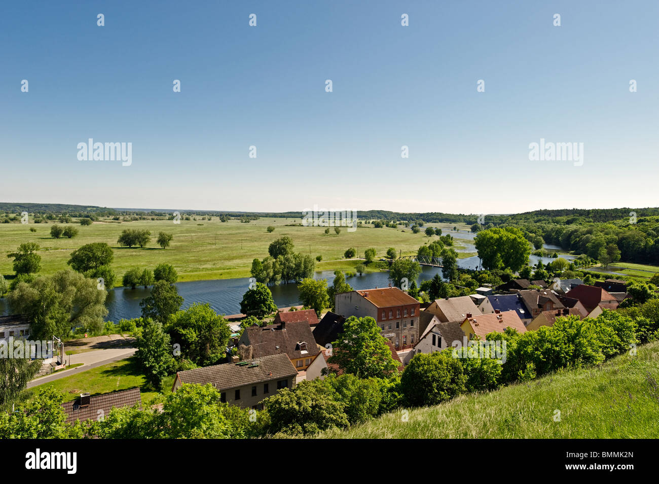 View towards Hohensaaten-Friedrichsthal Waterway, Lower Oder Valley National Park, Stolpe an der Oder, Brandenburg, Germany Stock Photo