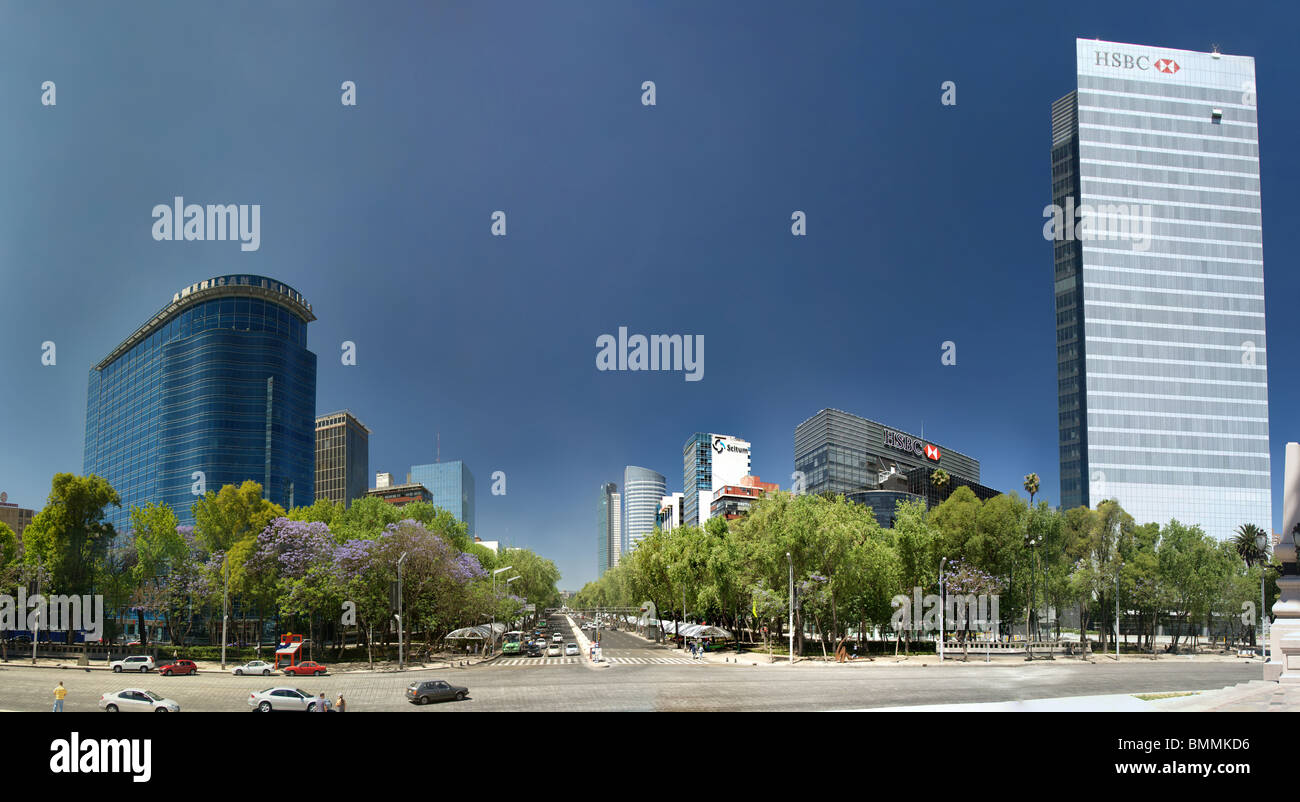 Paseo de la Refoma, Mexico city, Mexico, panoramic view Stock Photo