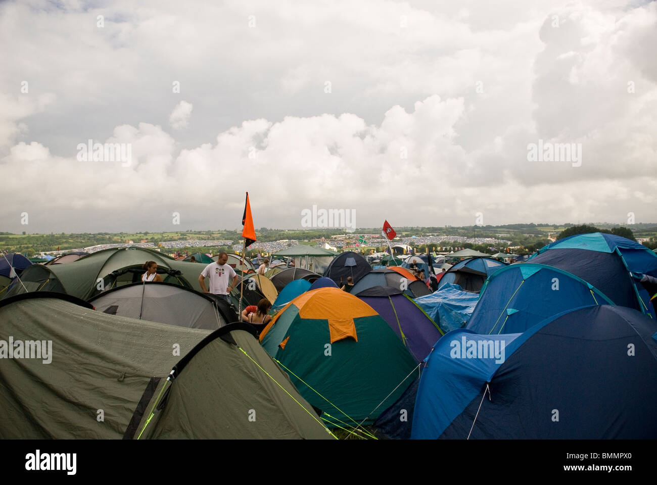 Crowded Camping at Glastonbury Festival, Somerset, UK Stock Photo Alamy