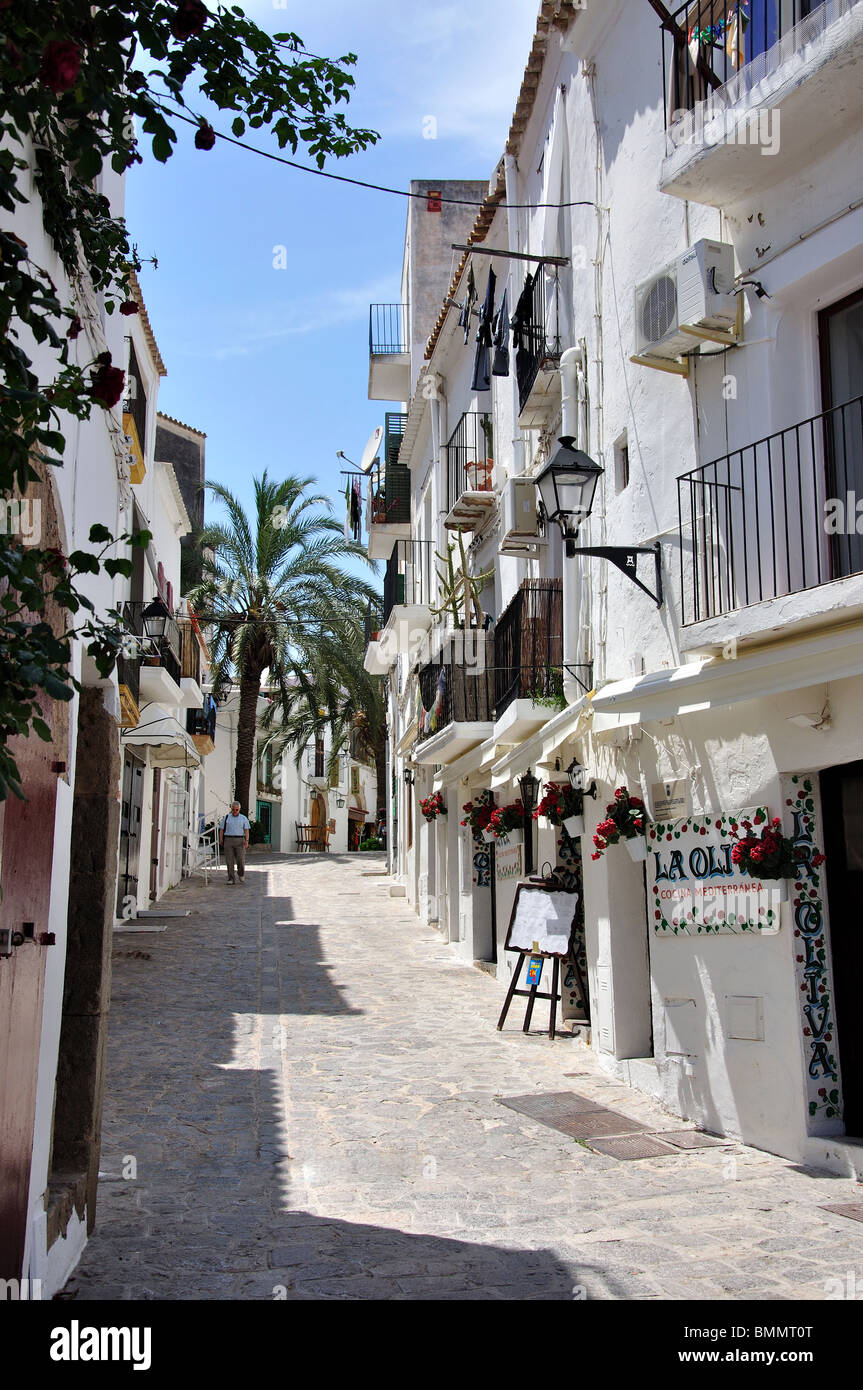 Calle Santa-Cruz, Dalt Vila, Eivissa, Ibiza, Balearic Islands, Spain Stock Photo