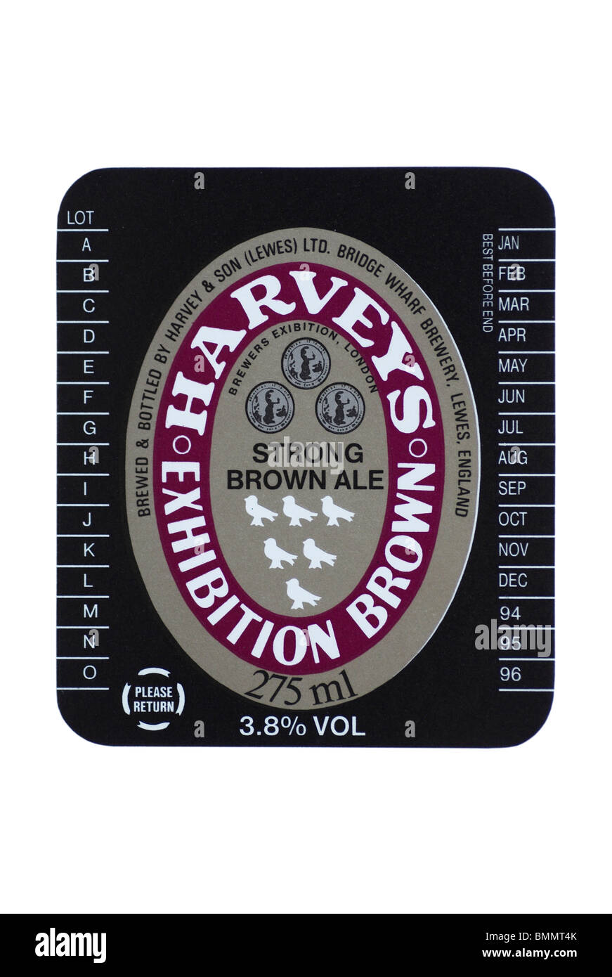 Harveys Exhibition Brown Ale Bottled Beer label - label circa 1994 - 1996. Stock Photo