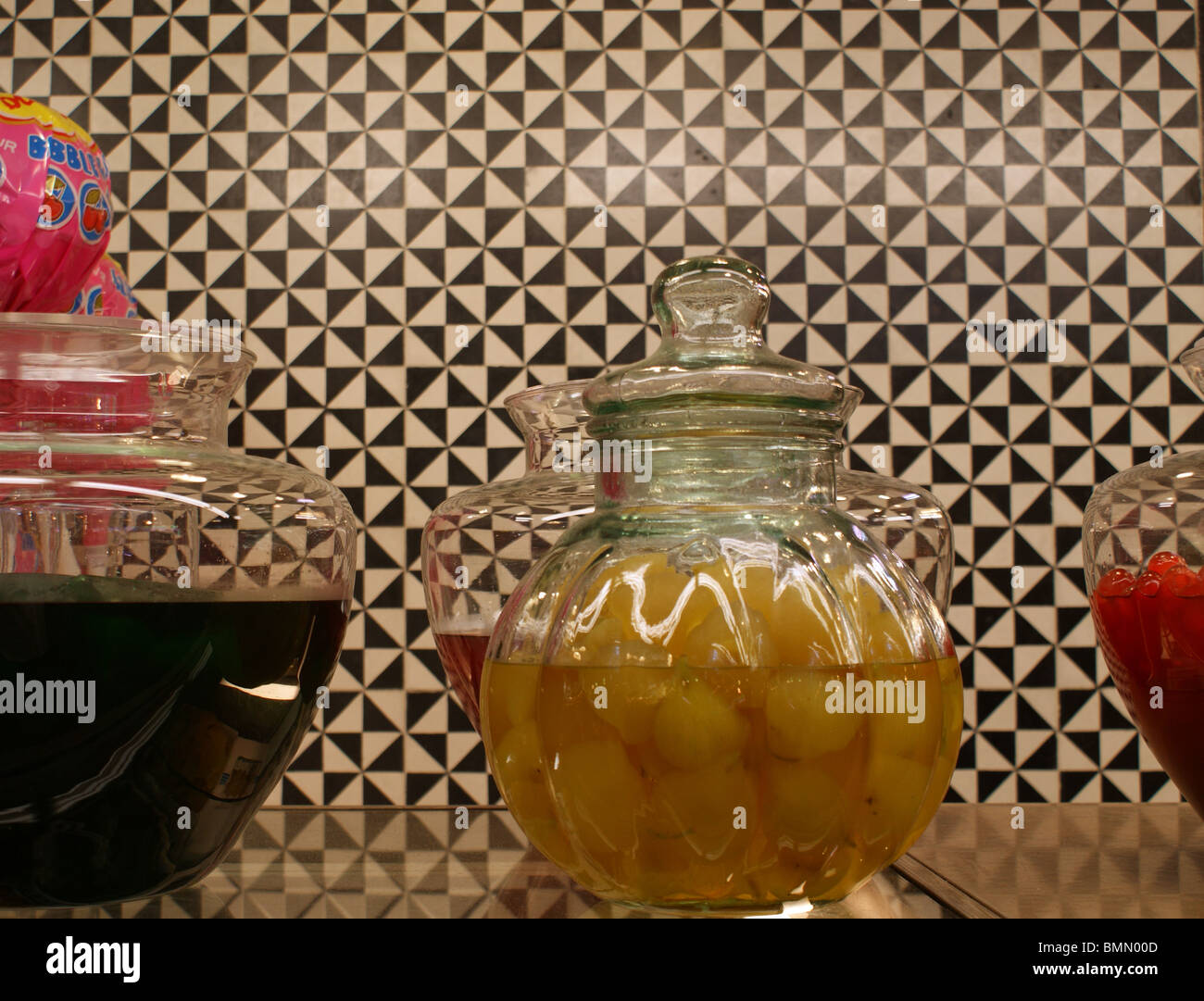 PRESERVED FRUIT IN JARS ON A STALL IN LA BOQUERIA MARKET BARCELONA SPAIN EUROPE Stock Photo Alamy