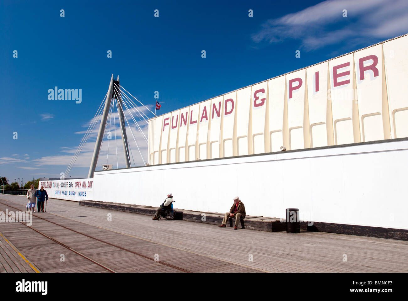 The pier and Funland in Southport. Stock Photo