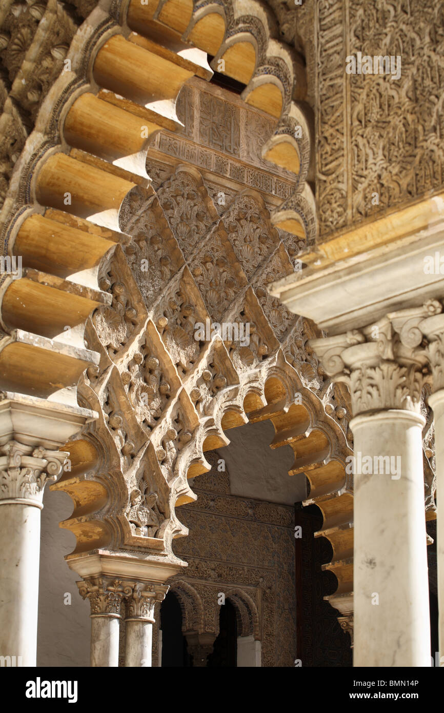 Architectural detail within the Alcázar,  Seville, Spain Stock Photo