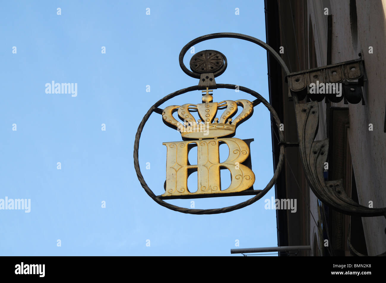Logo of the HofBrau (HB) brewery, Munich, Bavaria, germany Stock Photo