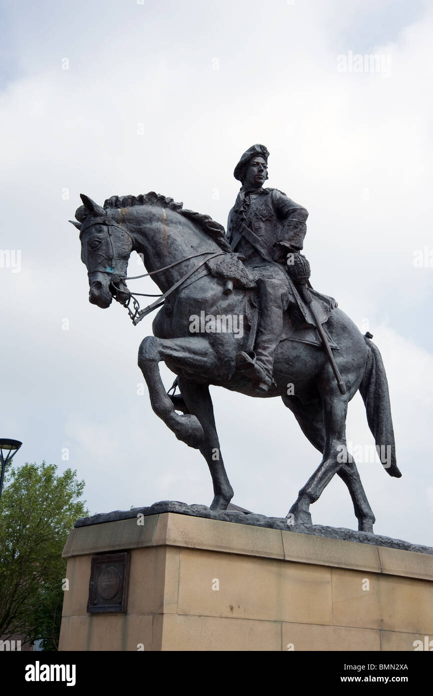 Statue celebrating Bonnie Prince Charlie's stay in Derby Stock Photo