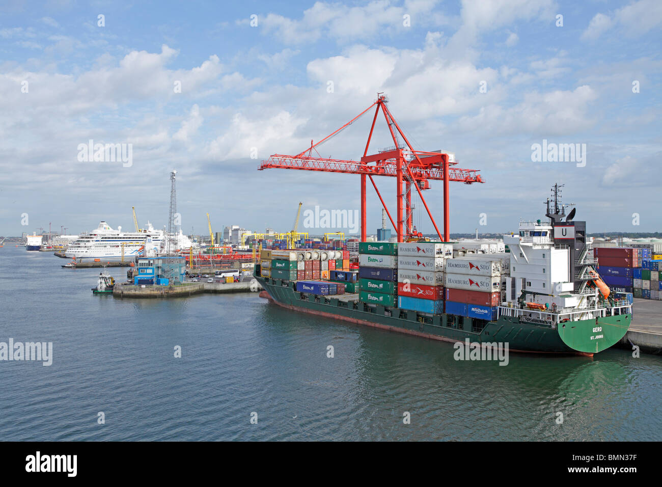 Container Ship at Dublin Port Stock Photo Alamy