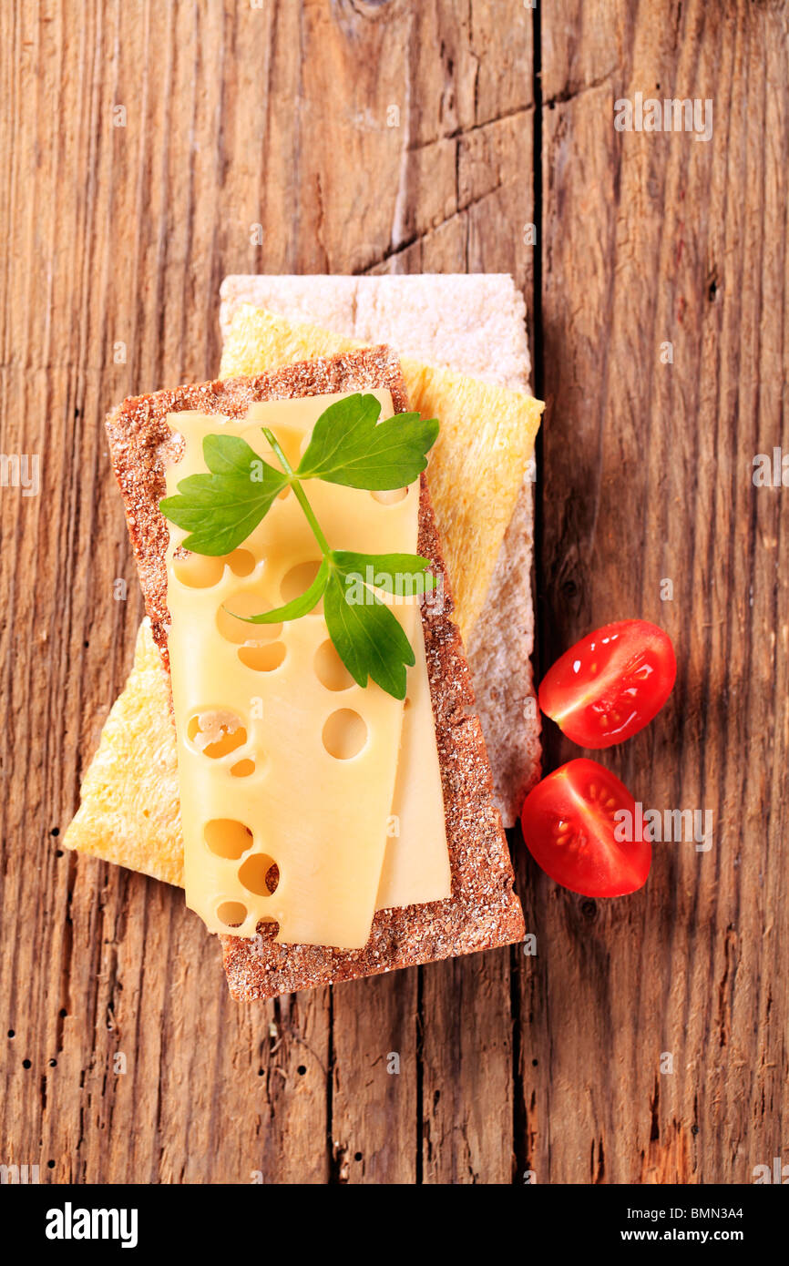 Various types of crisp bread and Emmentaler cheese Stock Photo Alamy
