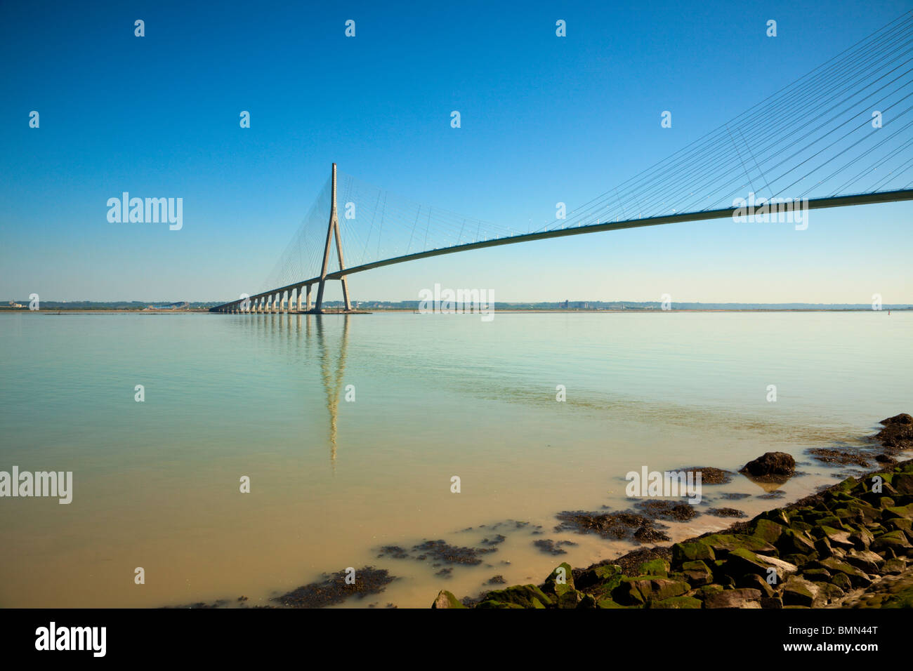 Pont de Normandie, bridge across the river Seine from Le Havre to Honfleur Stock Photo