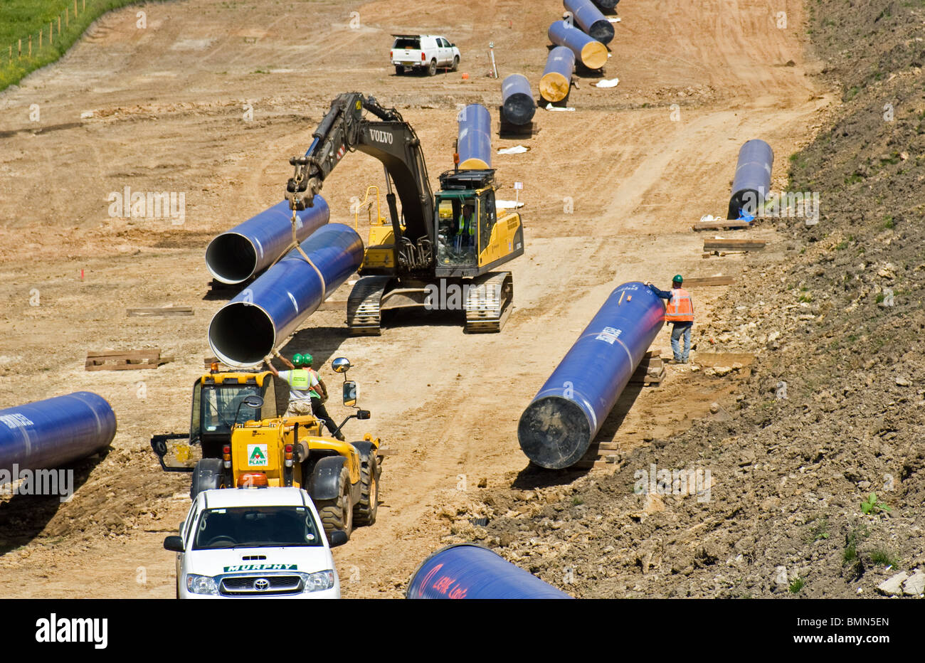 New water supply pipeline, Bury. ( West East Link Pipeline from Bury, Greater Manchester to Prescot, Merseyside, UK, 2010 ) Stock Photo