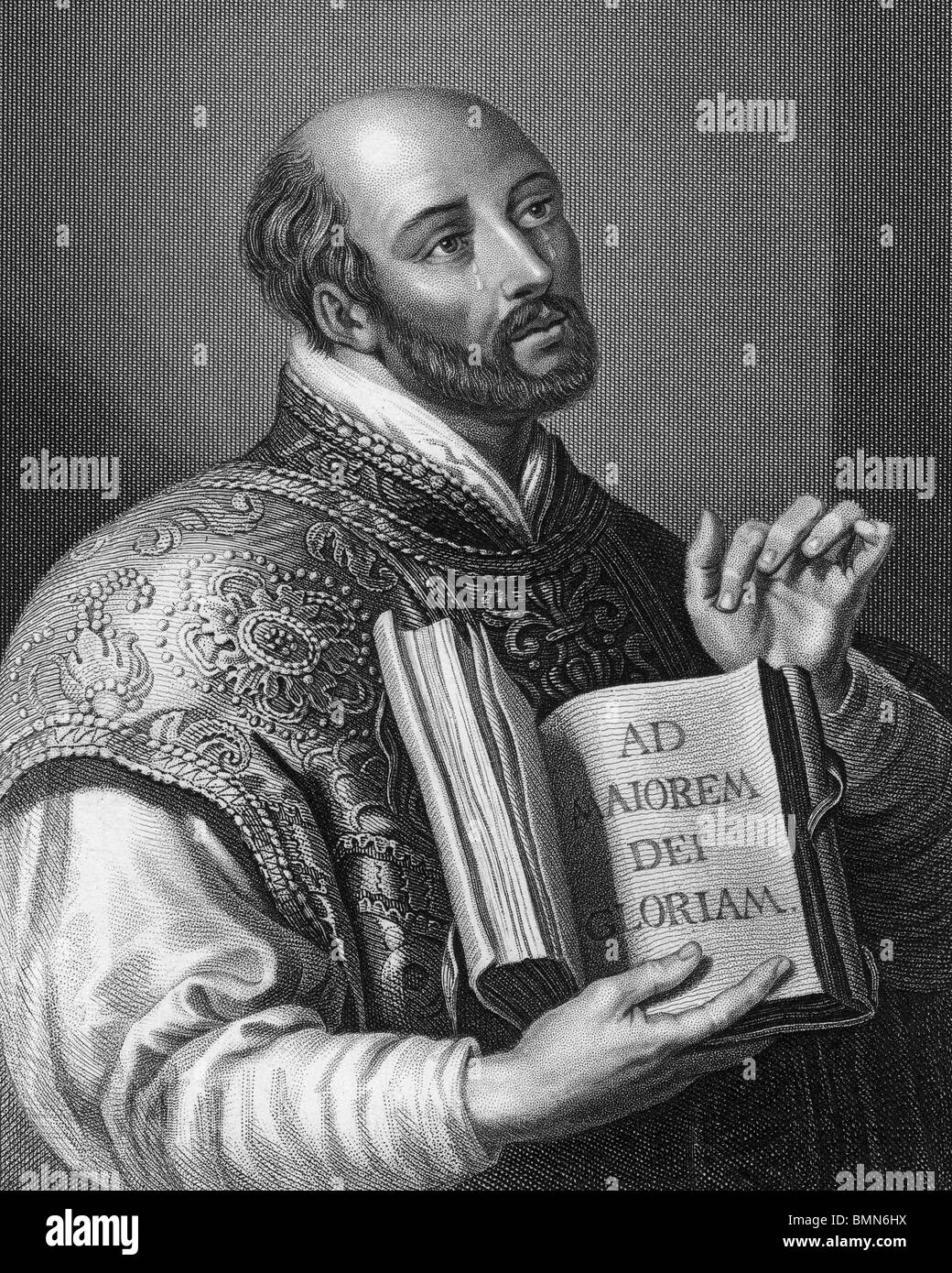 IGNATIUS OF LOYOLA  (1491-1556)  founder of the Society of Jesus (Jesuits) in an engraving after the painting by Rubens Stock Photo