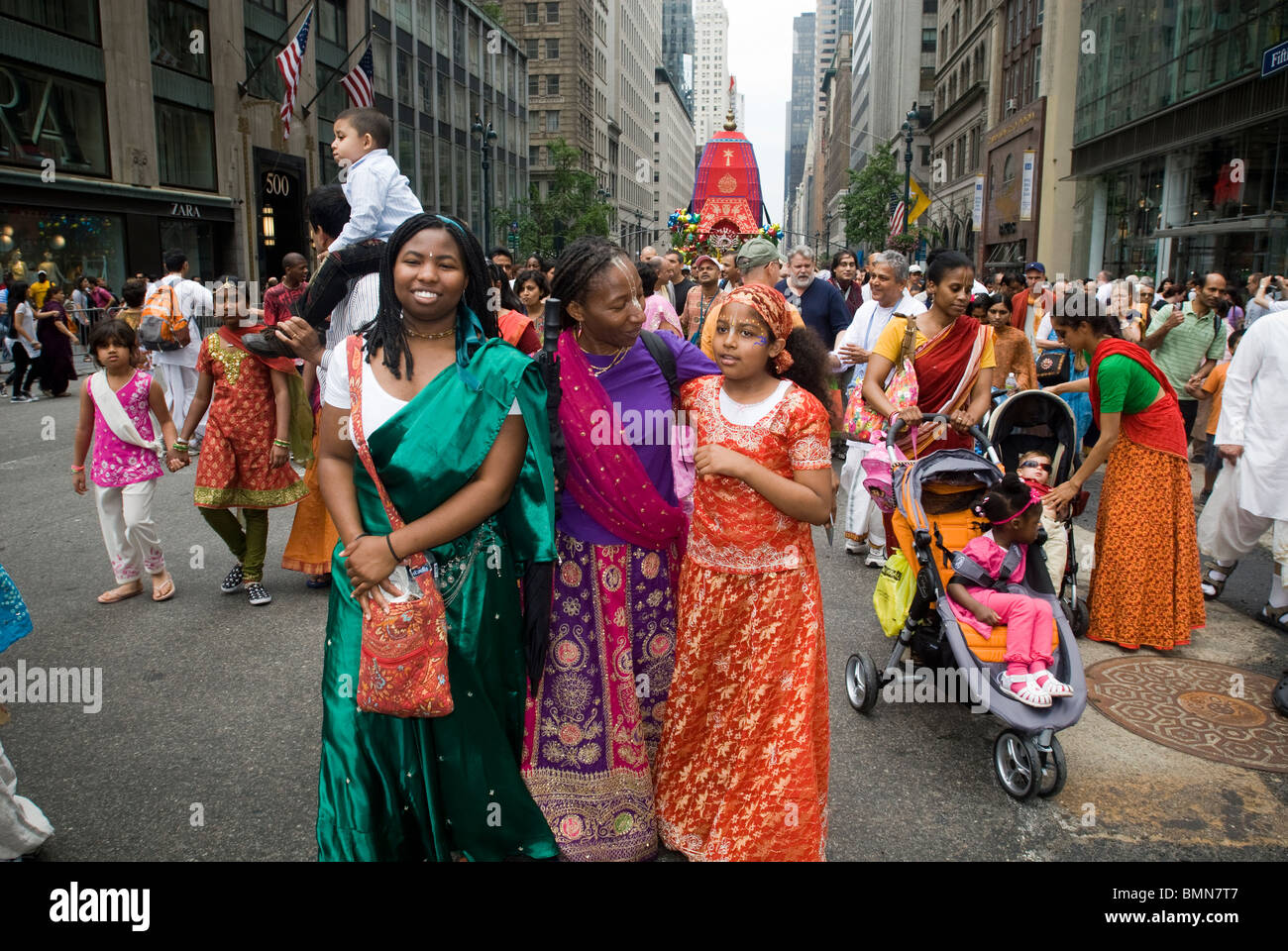 Hundreds of members of the Hare Krishna religion gather on Fifth Ave