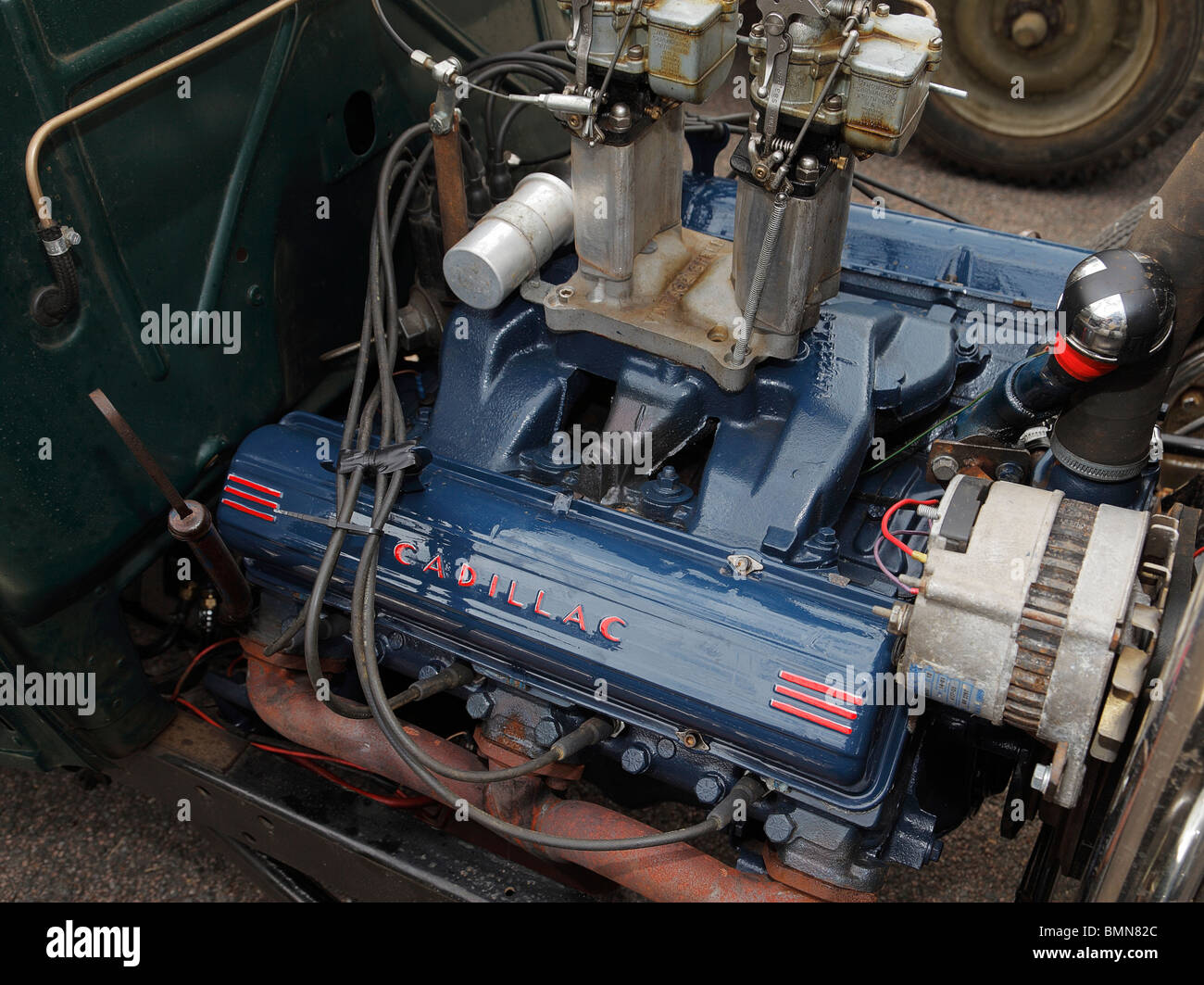 Cadillac V8 car engine. Stock Photo