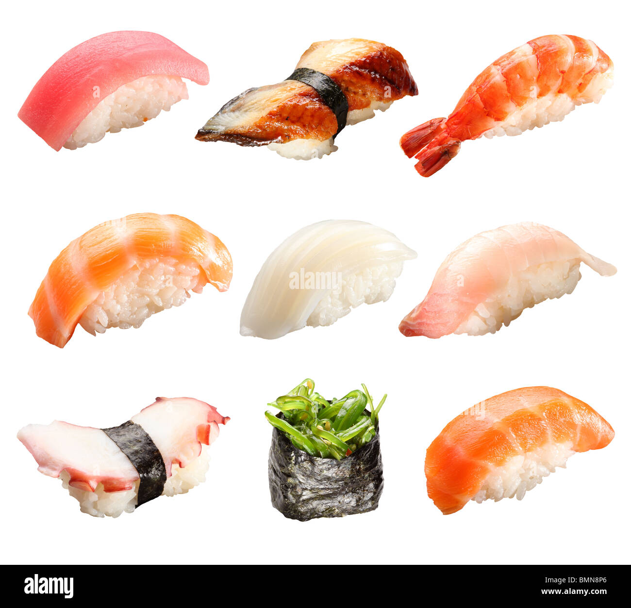 Japanese sushi isolated on a white background Stock Photo