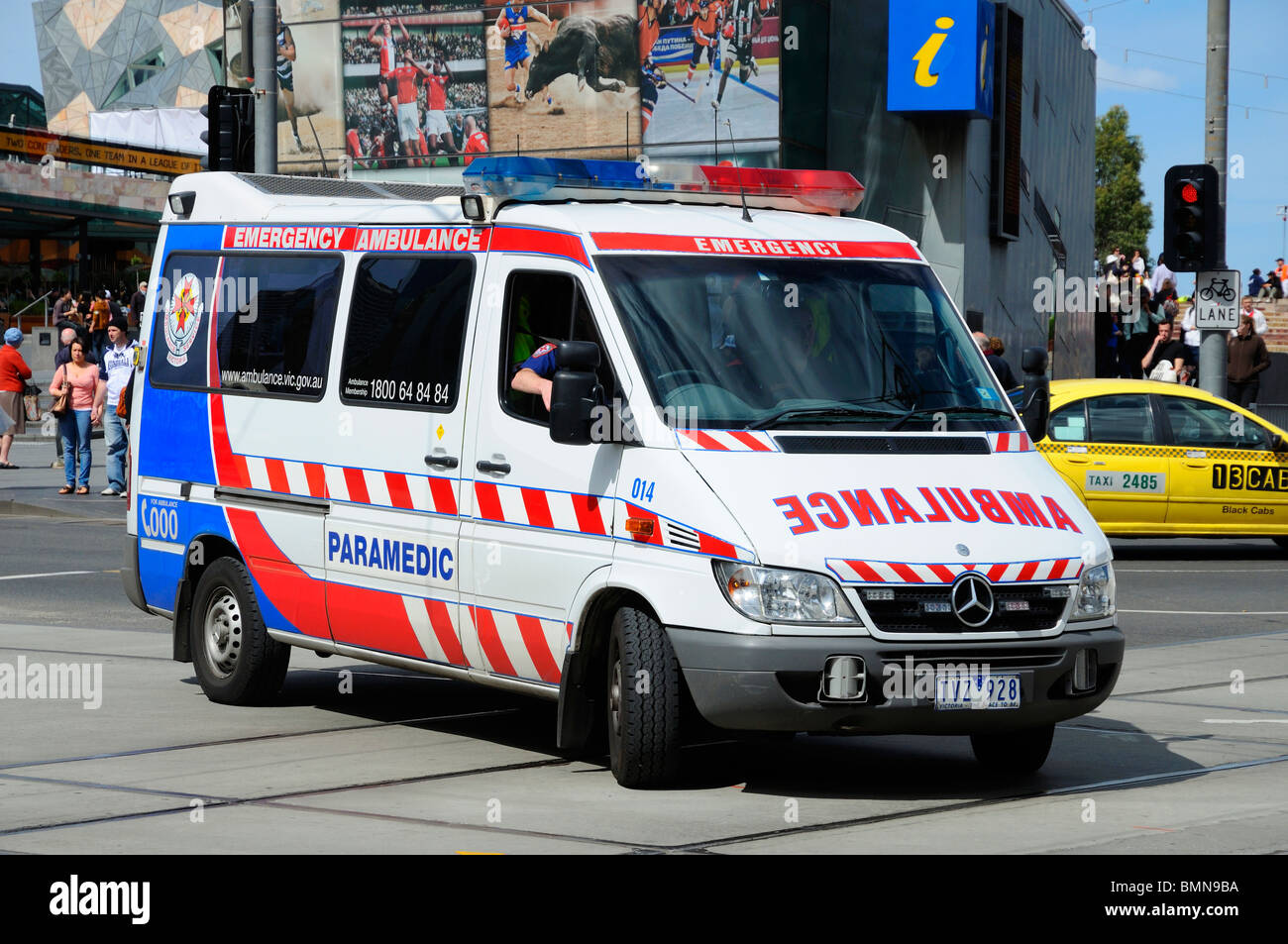 Paramedic ambulance responding to an emergency. Please click for further info. Stock Photo