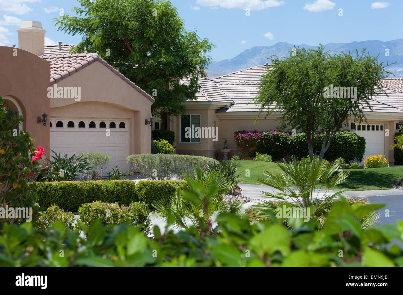 Palm Springs homes on golf course Stock Photo Alamy