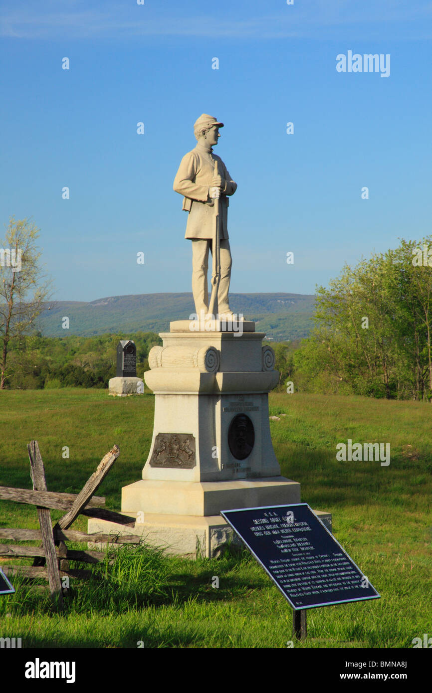 130th Pennsylvania Monument at Bloody Lane, Antietam National Battlefield, Sharpsburg, Maryland, USA Stock Photo