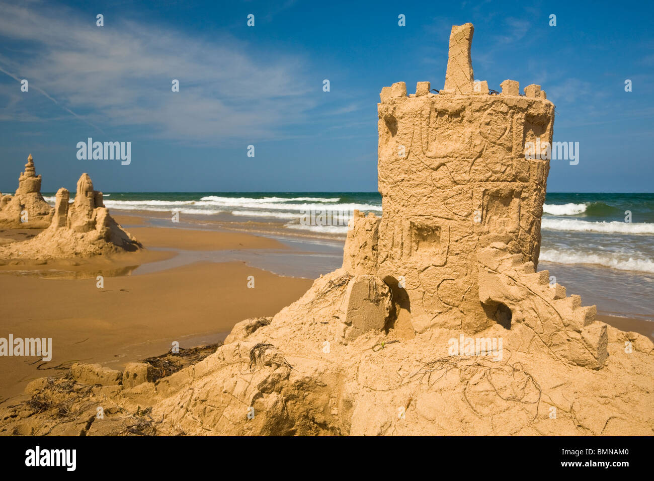 Sand Castles, South Padre Island Beach, Texas Stock Photo Alamy