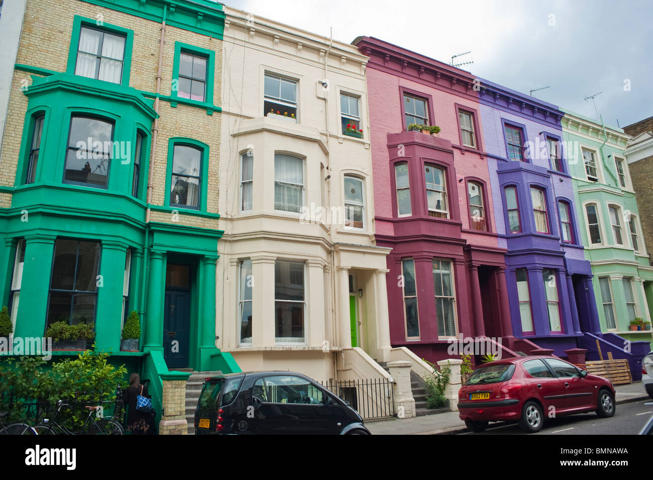 London, England, UK, Attached Houses Near Portobello Road Stock Photo
