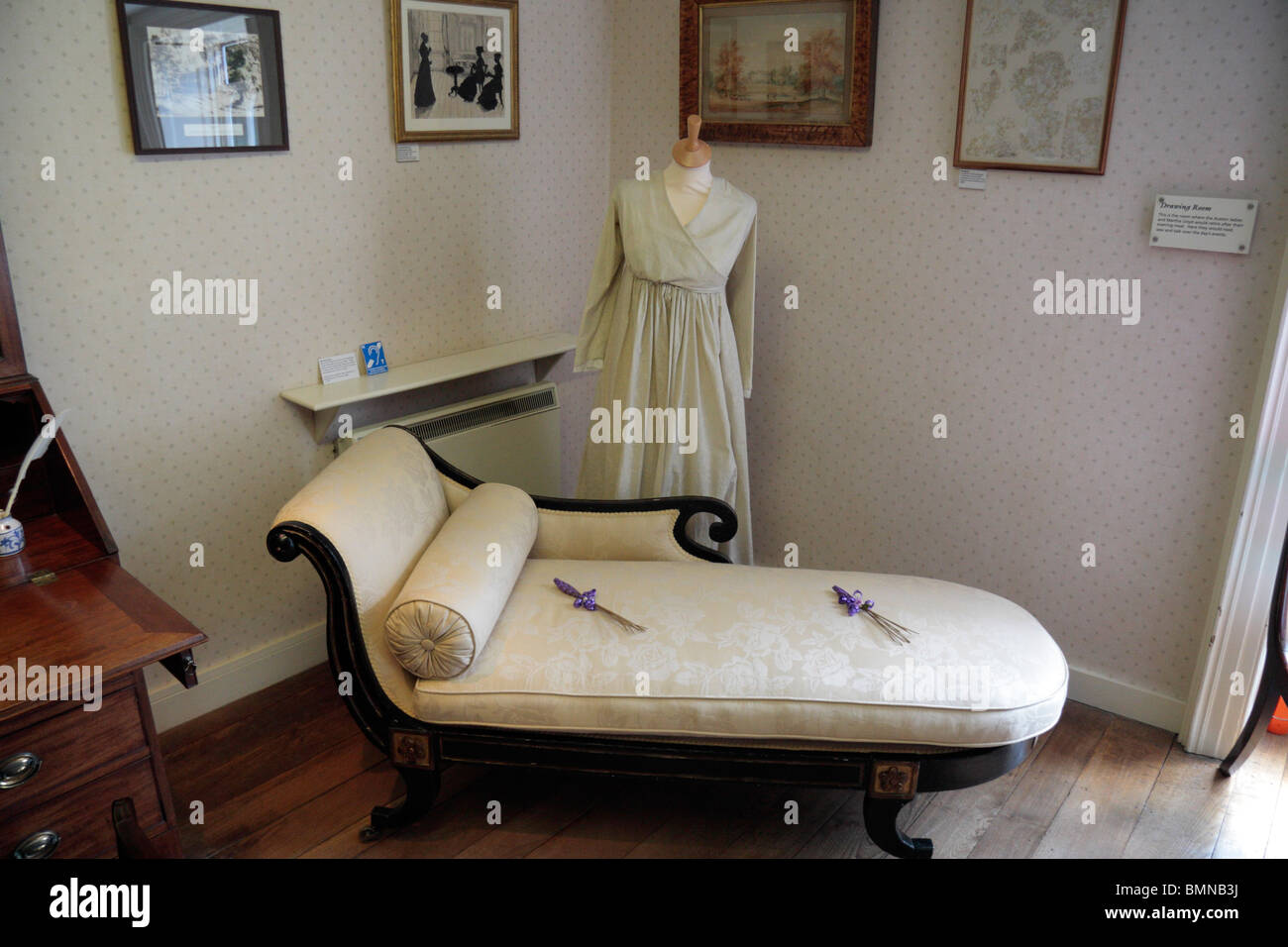 The living room at Jane Austen's House Museum, Chawton, Alton, Hampshire, UK. ISO800 Stock Photo