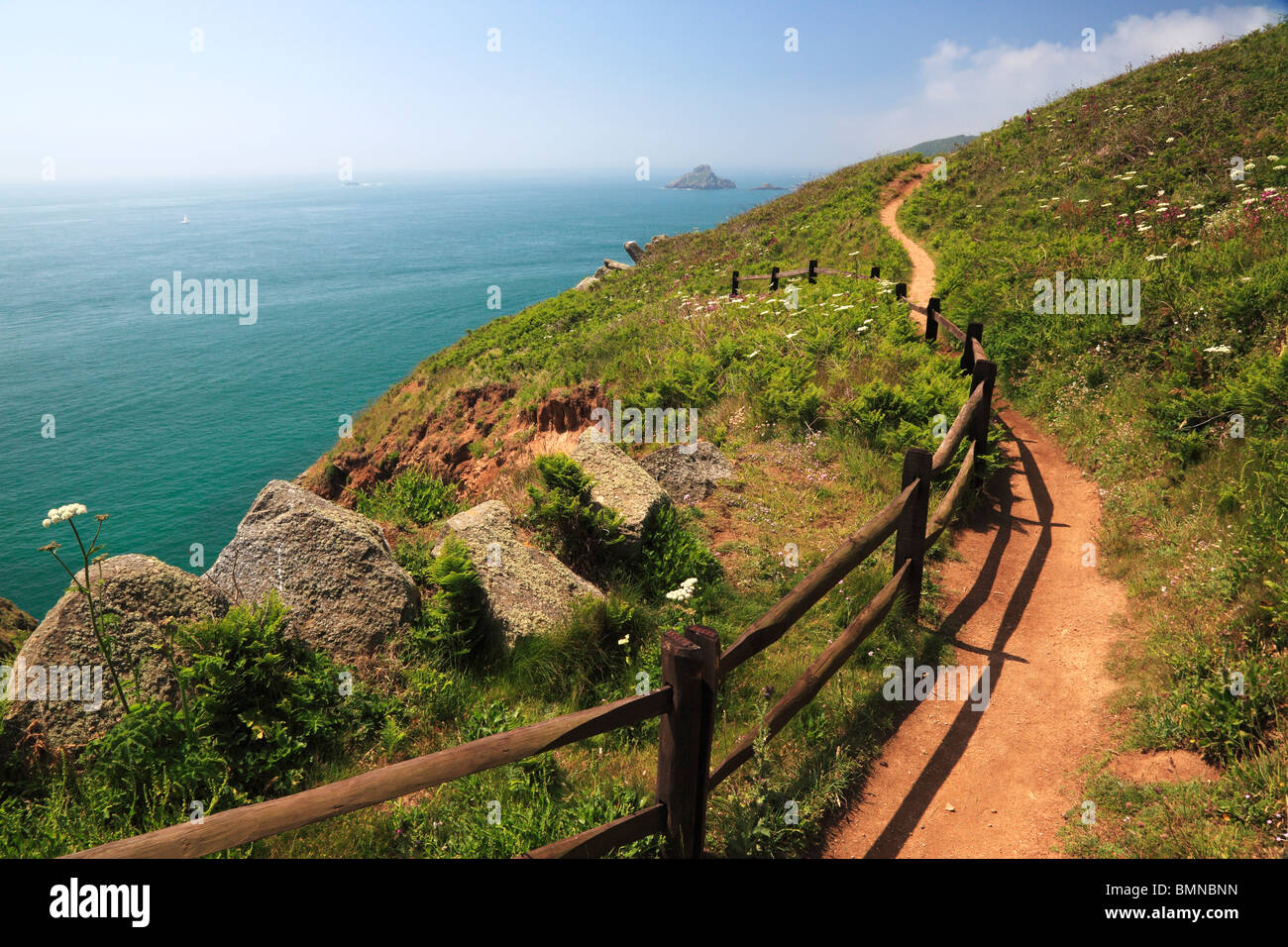 View along the coast path of Herm - smallest of the Channel Islands Stock Photo