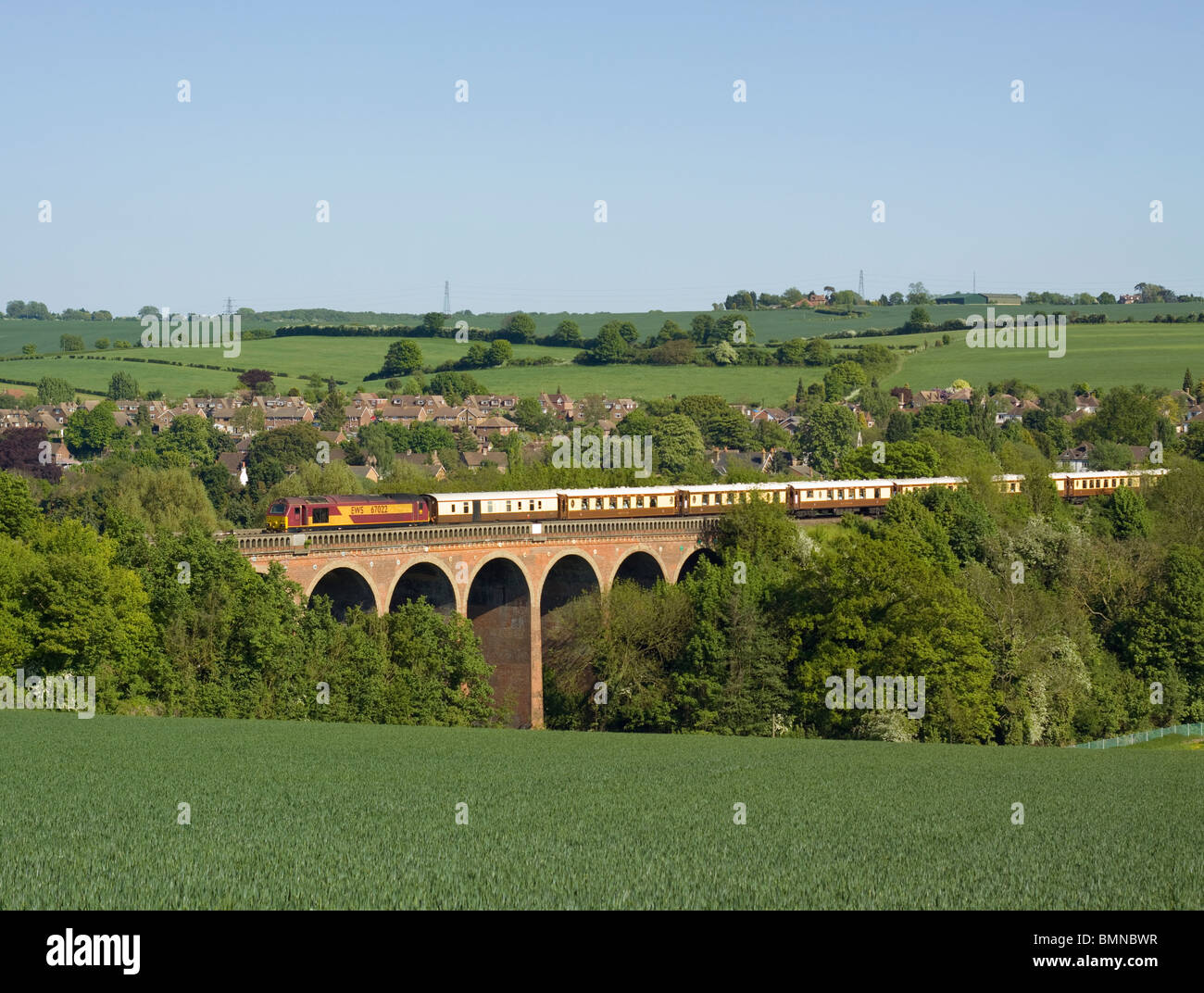 A class 47 locomotive working a Venice Simplon Orient Express train  excursion near Potbridge in Hampshire Stock Photo - Alamy