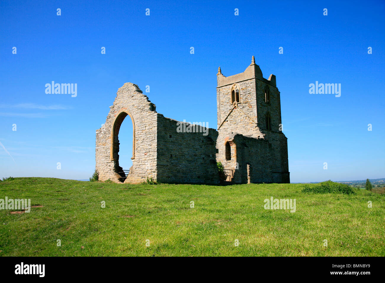 ruins of saint michaels church burrowbridge on top of burrow mump somerset uk Stock Photo