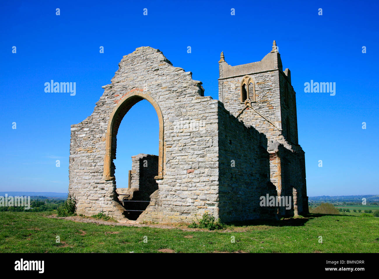 the ruins of st michaels medieval church in burrowbridge somerset uk ...