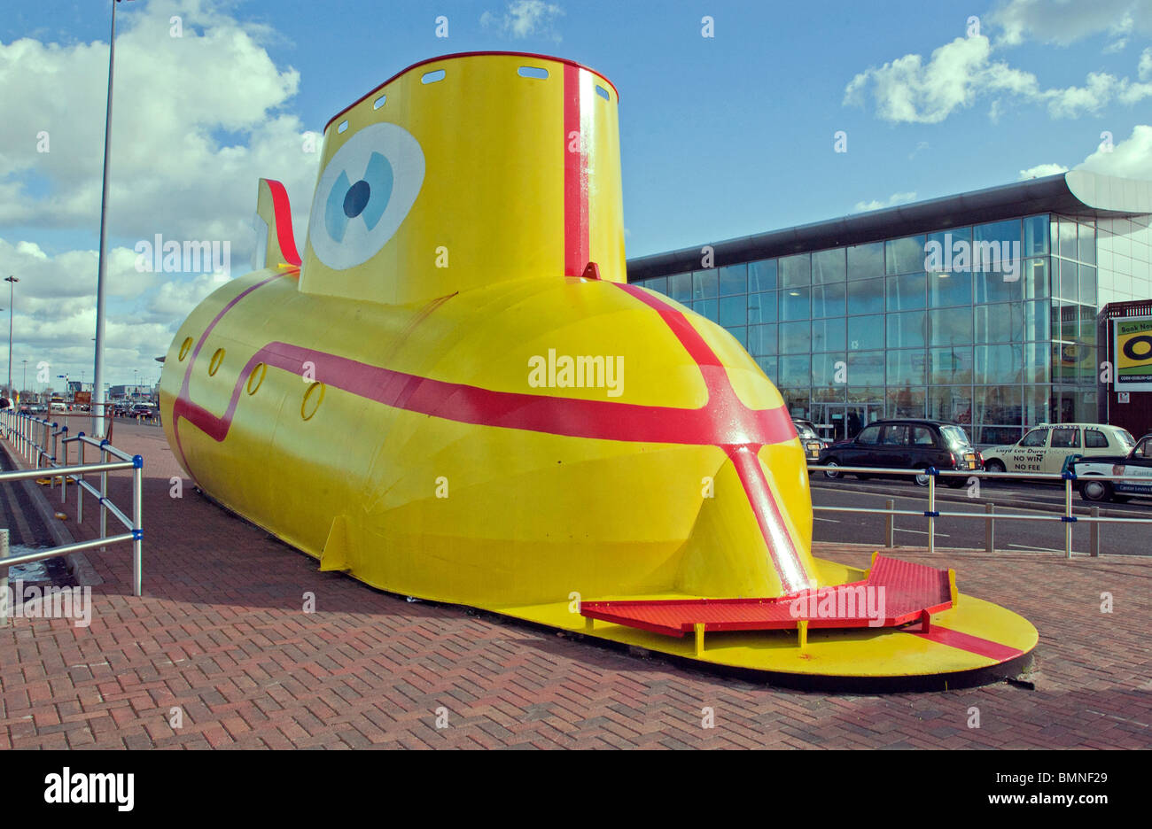 The Yellow submarine at John Lennon airport in Liverpool Stock Photo ...