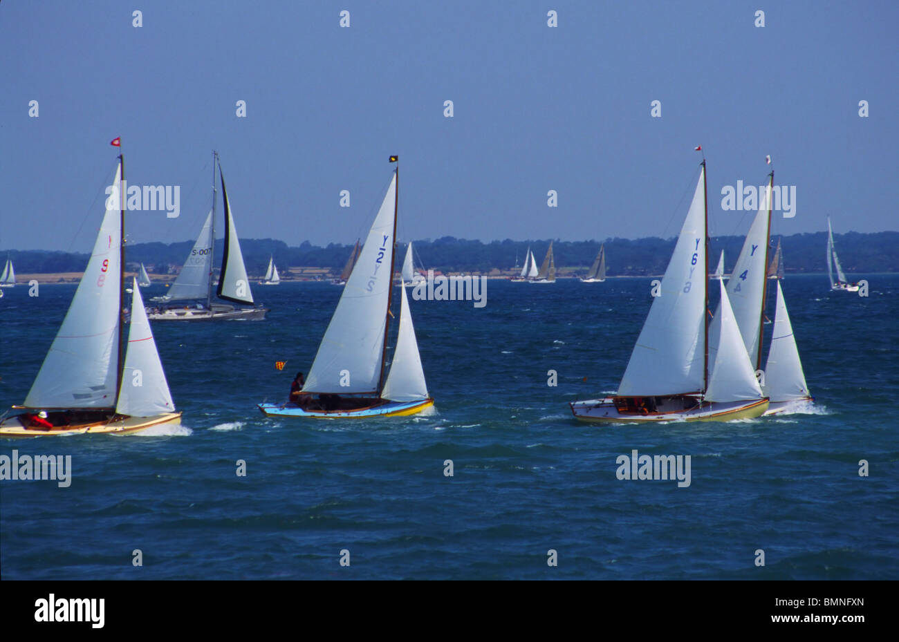 Hampshire, Sailing Dinghies In Solent Stock Photo