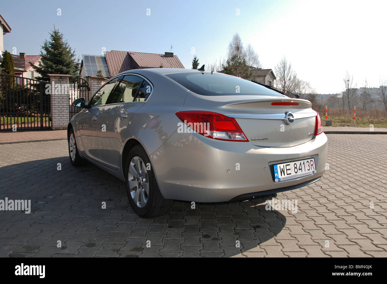 Opel Insignia 1.9 CDTI - 2009 - silver metallic - five doors - German popular higher middle class car, segment D - on street Stock Photo