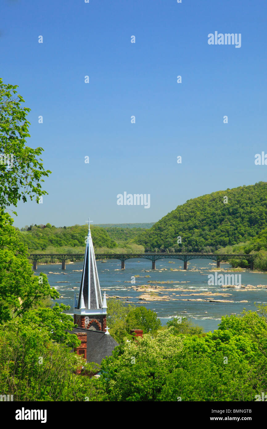 View from Jefferson Rock, Appalachian Trail, Harpers Ferry, West Virginia, USA Stock Photo