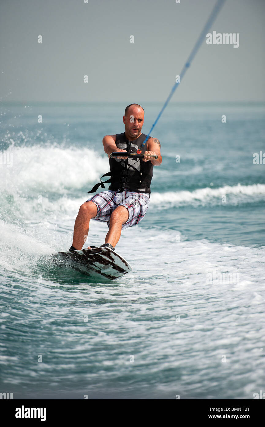Wakeboarding at Ghantoot, Abu Dhabi, UAE Stock Photo Alamy