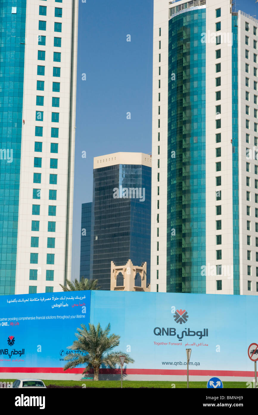 Qatar, Doha Modern Highrise Building In Center Stock Photo