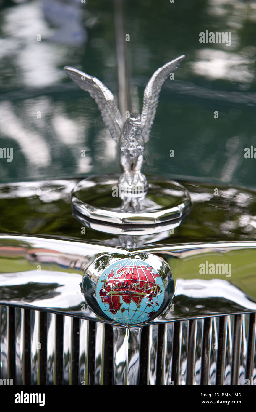 Badge and motive on a Triumph Roadster classic car Stock Photo