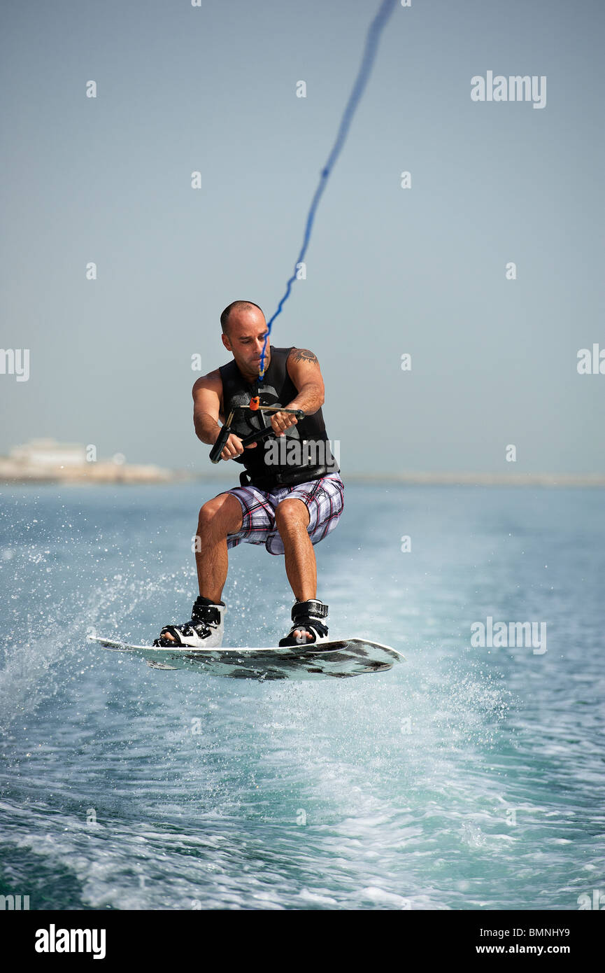Wakeboarding at Ghantoot, Abu Dhabi, UAE Stock Photo Alamy