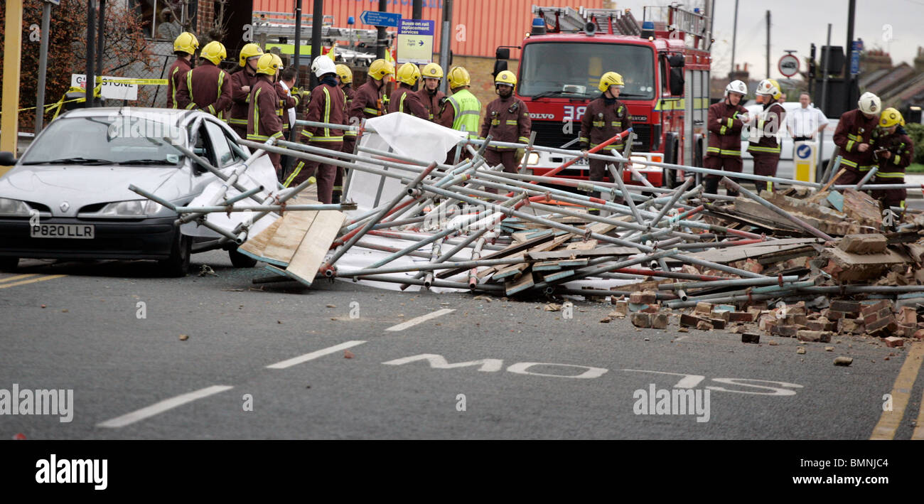 building collapsed in palmerson rd wealdstone site being cleared for building of new flats Stock Photo