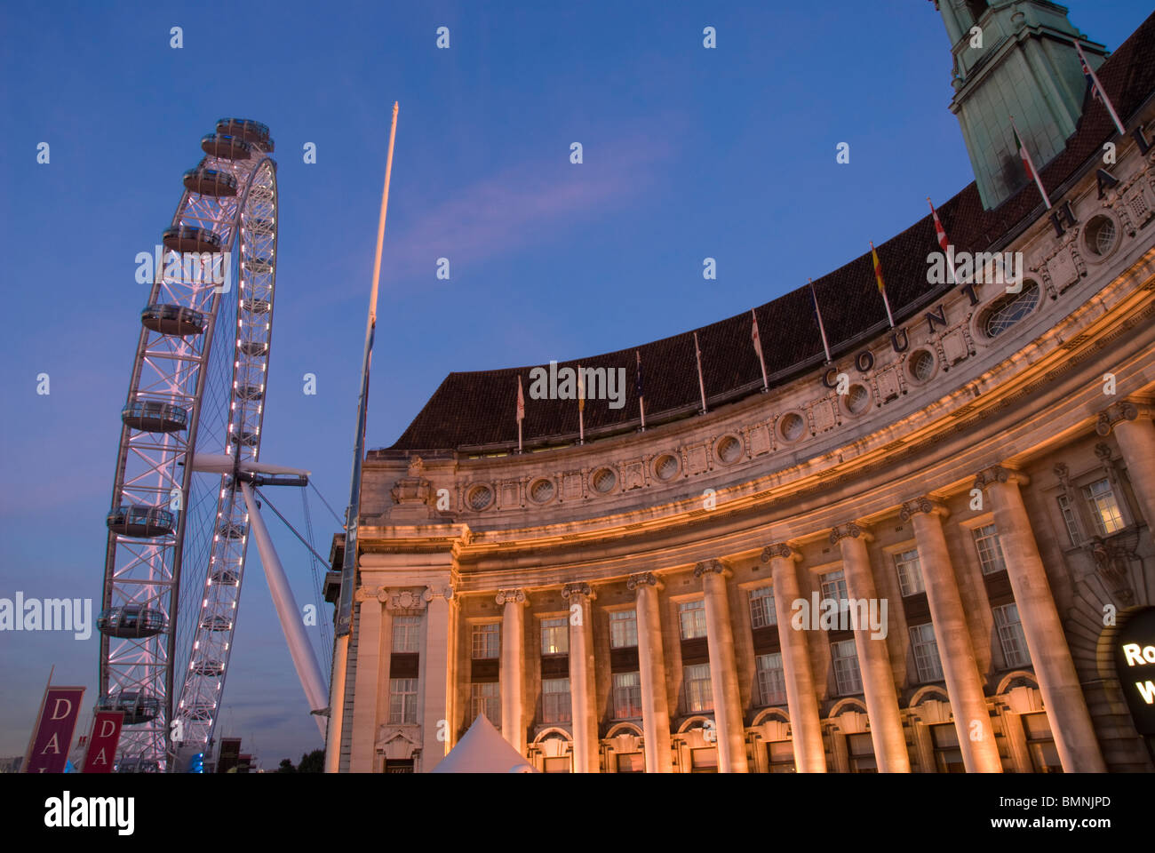 Millennium Wheel London Eye & County Hall Stock Photo