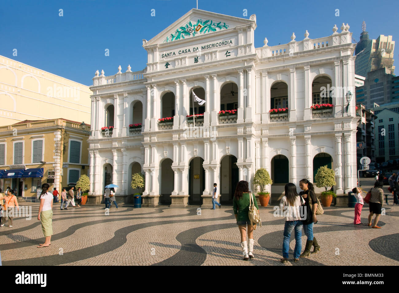 Asia, China, Macau, Senate Square, Largo De Senado, Santa Casa Da Misericordia Stock Photo