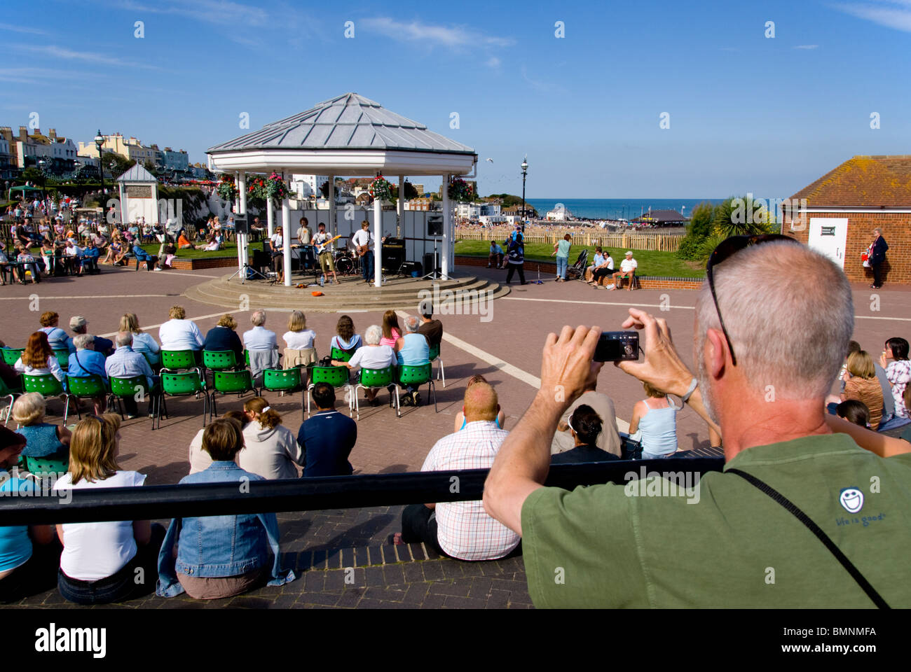Europe, Uk, England, Kent, Broadstairs Beach Viking Bay Bandstand Stock Photo