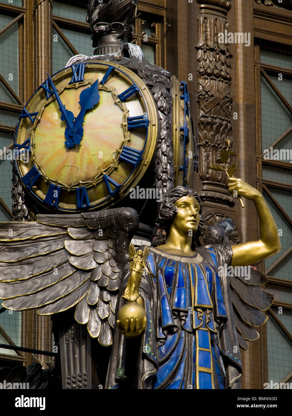 Europe, Uk, England, London, Selfridges Clock And Angel Stock Photo