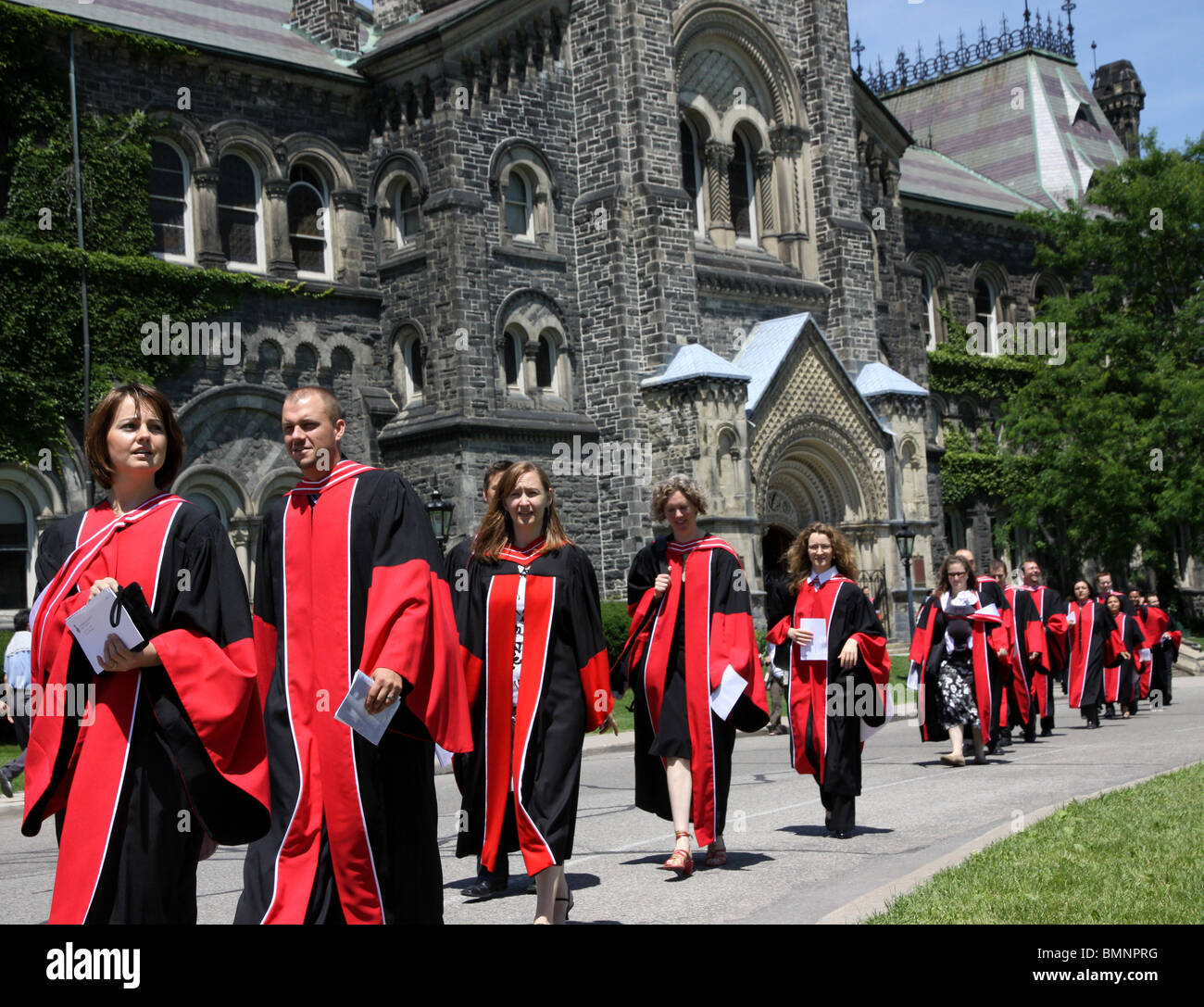 University graduation procession in front of University College at the